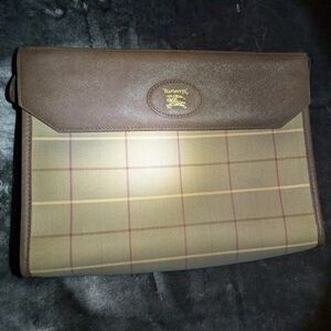 Burberry Nova Check Canvas Authentic Designer Clutch Bag Excellent COA